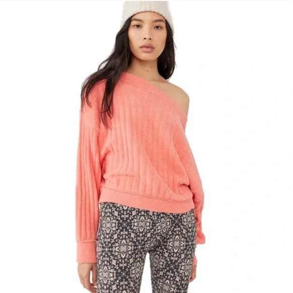 Free People Cabin Fever Coral Chenille Sweater - Picture 1 of 12
